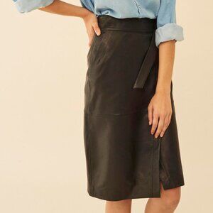 NWOT ba&sh Black Leather Magic Wrap Skirt Sz 2 Never Worn